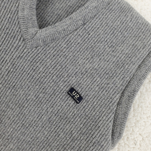 Vtg 90s Y2K Preppy Dad Sweater Vest Pullover Gray V-Neck Mens 40 Super Angoora - Picture 5 of 9